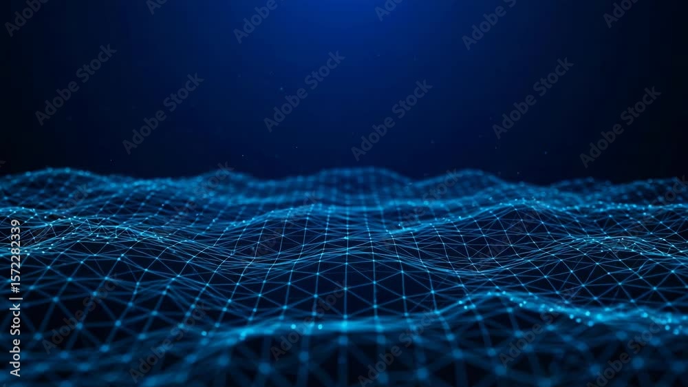 Poster a blue abstract network of interconnected points and lines creates a technological background