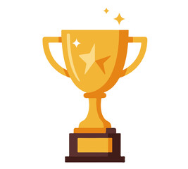 Golden Trophy Cup with Star Icon. Golden trophy cup with a star and sparkle, symbolizing victory, achievement, and excellence. Clean, flat design perfect for awards and competitions.