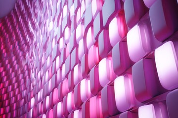 3D LED Wall Panel with a pink and white gradient, glowing softly from within with smooth edges.
