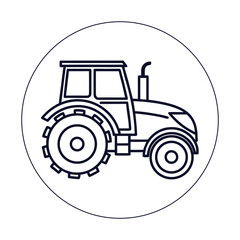 Obraz premium Monoline Tractor Icon — Minimal Farming Vehicle Vector