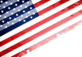 distressed usa flag border with copy space. old, retro american background with a grunge texture, isolated on white for design.