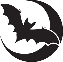 Bat Flying Over Moon Halloween Silhouette Vector