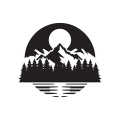 river mountain vector silhouette clip art logo design illustration