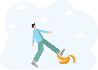 Obraz premium Avoid business mistake or failure, protect from accident or pitfall, insurance or warning in business risk and support in crisis concept. character life .