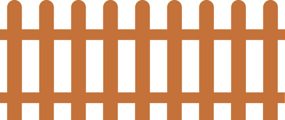 Wooden Fence Icon. Classic Garden Fencing Symbol. Simple Wooden Fence cassic picket fence that embodies simplicity and security with its clean lines and rustic charm.collection of Garden fence wooden.