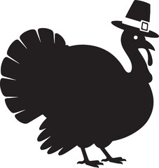Turkey Wearing Pilgrim Hat Silhouette Thanksgiving Clipart