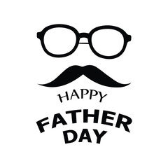 Happy Father's Day graphic with stylized glasses and mustache. Generic design for Father's Day celebration. General use for print, website, social media.