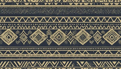 Vintage Tribal Ornament Pattern with Grunge Texture