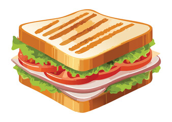 Delicious Toasted Sandwich with Various Fillings - Vector Illustration