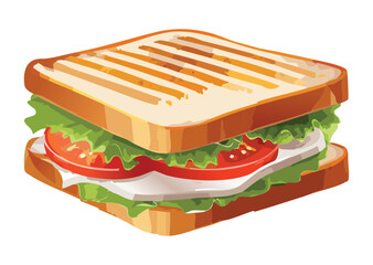 Toasted Sandwich with Fresh Vegetables - Vector Illustration