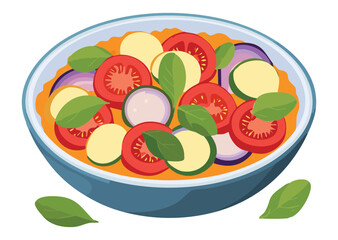 Fresh Ratatouille Served on Plate - Vector Illustration