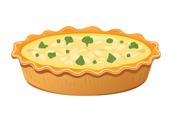 Rustic Quiche with Golden Crust - Vector Illustration