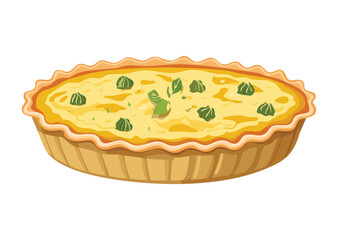 Classic Quiche with Green Specks - Vector Illustration