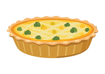 Homemade Quiche with Green Broccoli - Vector Illustration