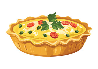 Savory Quiche with Creamy Filling - Vector Illustration