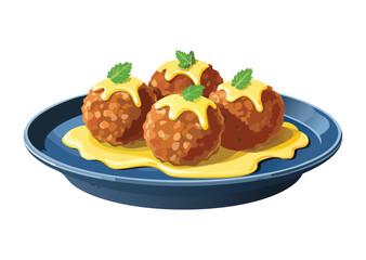 Delicious Meatballs with Creamy Sauce - Vector Illustration