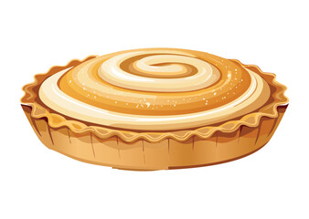 Golden Cinnamon Roll Tart Pastry - Vector Illustration