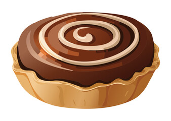 Chocolate Swirl Tart with White Icing - Vector Illustration