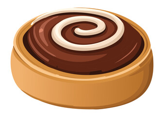 Delicious Chocolate Cinnamon Roll Tart - Vector Illustration