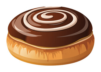 Delicious Swirled Chocolate Bun - Vector Illustration