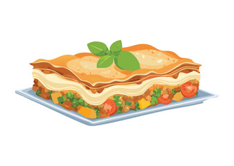 Delicious Layered Lasagna Dish - Vector Illustration