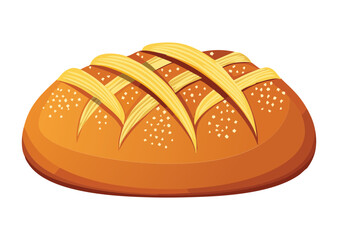 Diamond Pattern Bread Loaf with Seeds - Vector Illustration