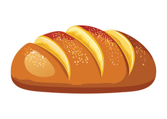 Long Bread Loaf with Seeded Crust - Vector Illustration