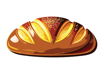 Artisan Bread Loaf with Deep Cuts - Vector Illustration