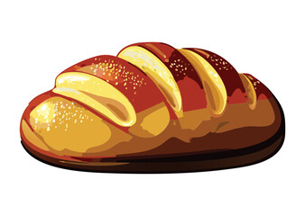 Golden Baked Bread Side Profile - Vector Illustration