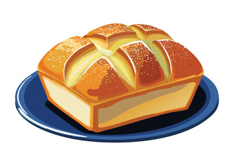 Compact Loaf with Elegant Scoring - Vector Illustration