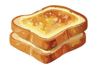 Golden Toasted Bread with Melted Butter - Vector Illustration