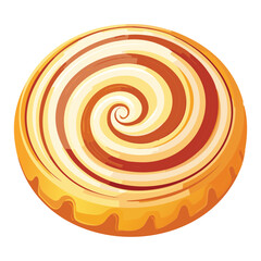 Sweet Cinnamon Swirl Roll Topdown - Vector Illustration