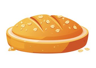 Beautifully Seeded Round Bread Loaf - Vector Illustration