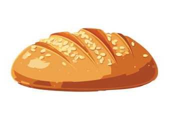 Rustic Long Bread with Seed Topping - Vector Illustration