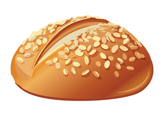 Artisan Bread Loaf with Seeds - Vector Illustration