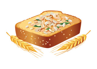 Wholesome Seeded Bread Slice Graphic - Vector Illustration