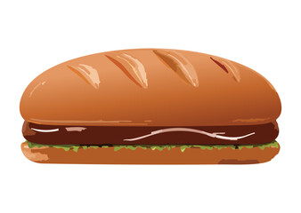 Delicious Dark Filling Sandwich Design - Vector Illustration