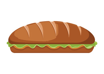 Healthy Green Sub Sandwich Loaf - Vector Illustration