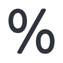 Simple black percentage icon in bold vector design
