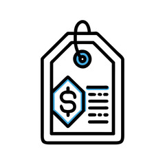 Price tag icon with dollar sign and text lines