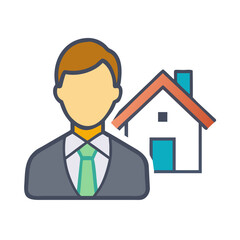 Realtor avatar icon with colored house and tie