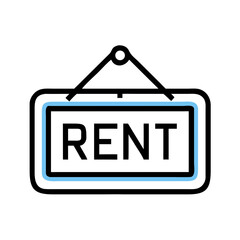 Rent hanging sign icon in modern outline style