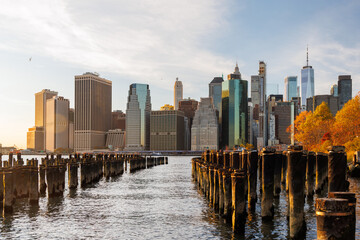 The New York Manhattan skyline during autumn