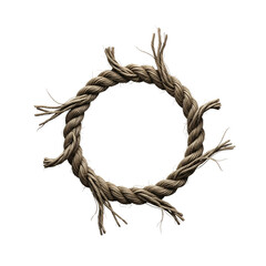 Large lines, rope circles, natural fiber decorations, puffy rope crafts, Erd sound surfaces, rural rope designs, organic knot arts, hand -made rope elements isolated on transparent background (PNG)