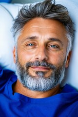 A man with grey hair and a beard smiles at the camera