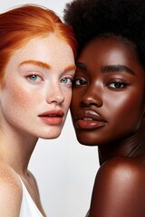 A couple of women with freckles on their faces
