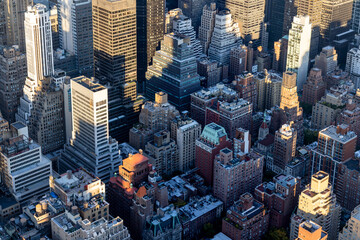 Aerial view of Manhattan with dense skyscrapers