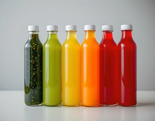 a dark green with visible speckles, a bright yellow, a soft orange, and a rich red, these colors suggest natural ingredients and a variety of flavors