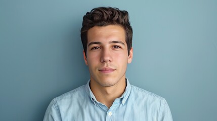 Use this template to create a passport-sized photo with blue shirt background or other documents.