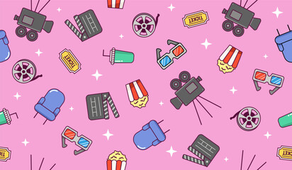 Cute movie cinema pattern background vector design